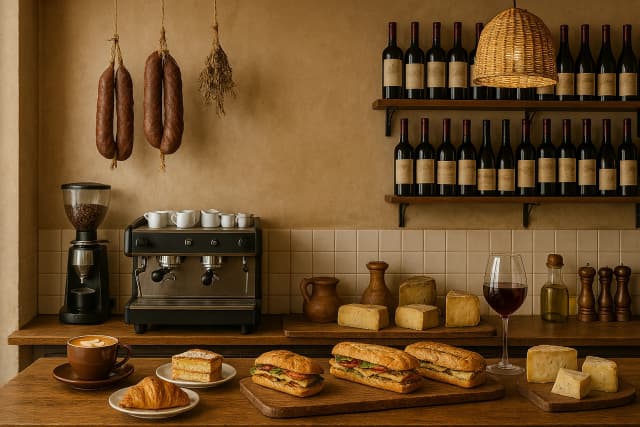 Interior del café Cuarto y Mita